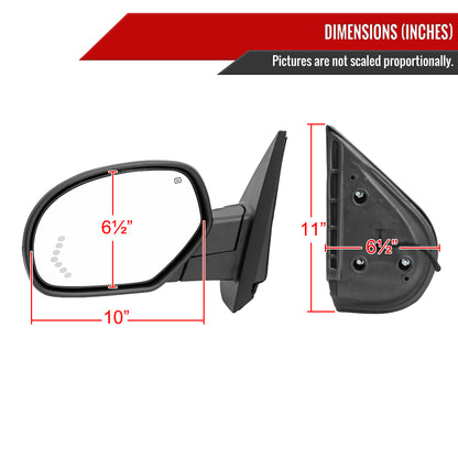 2007-2013 Chevrolet Silverado GMC Sierra Black Power Adjustable, Auto-Fold & Heated Side Mirror w/ LED Puddle and Turn Signal Light - Driver Side Only