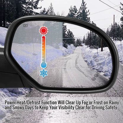 2007-2013 Chevrolet Silverado/GMC Sierra Matte Black Power Adjustable & Heated Side Mirror w/ LED Turn Arrow Signal & Puddle Light - Passenger Side Only