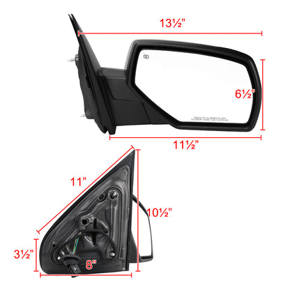 2014-2018 Chevrolet Silverado/GMC Sierra Glossy Black Power Adjustable & Heated Side Mirror w/ LED Puddle Light - Passenger Side Only