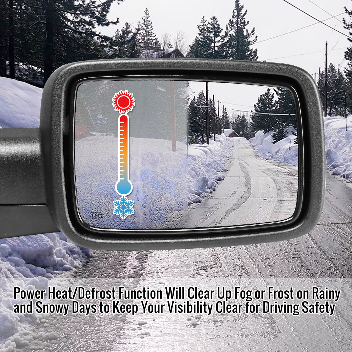 2014-2018 Chevrolet Silverado/GMC Sierra Chrome Power Adjustable & Heated Side Mirror w/ LED Puddle Light - Passenger Side Only