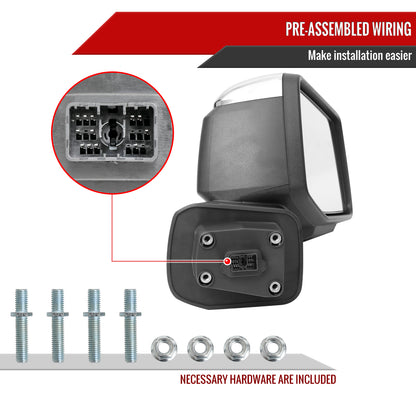 2019-2024 Chevrolet Silverado 1500 Chrome Power Adjustable, Manual Fold, BSD & Heated Side Mirror w/ LED Puddle and Turn Signal Light - Passenger Side Only