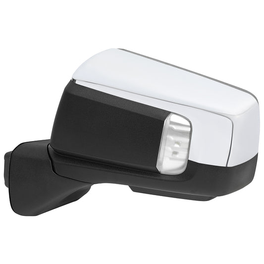 2019-2024 Chevrolet Silverado 1500 Chrome Power Adjustable, Auto-Fold, BSD & Heated Side Mirror w/ LED Puddle and Turn Signal Light - Driver Side Only