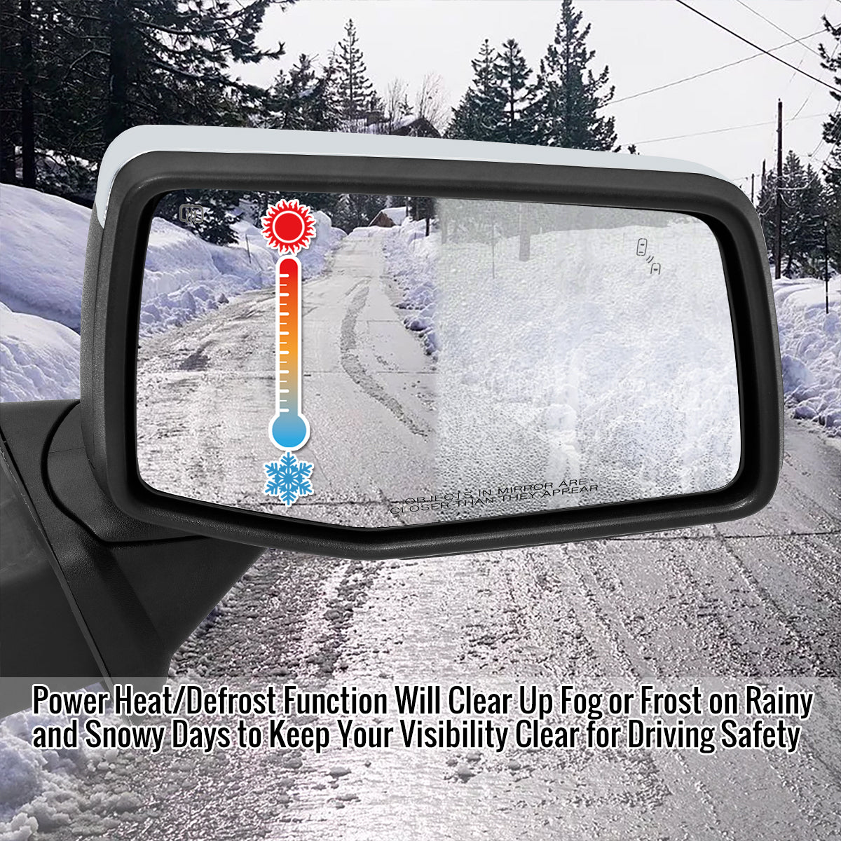 2019-2024 Chevrolet Silverado 1500 Chrome Power Adjustable, Auto-Fold, BSD & Heated Side Mirror w/ LED Puddle and Turn Signal Light - Passenger Side Only