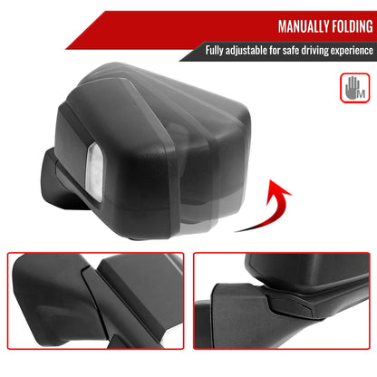2019-2024 Chevrolet Silverado 1500 Black Power Adjustable, Manual Fold, BSD & Heated Side Mirror w/ LED Puddle and Auxiliary Light - Driver Side Only