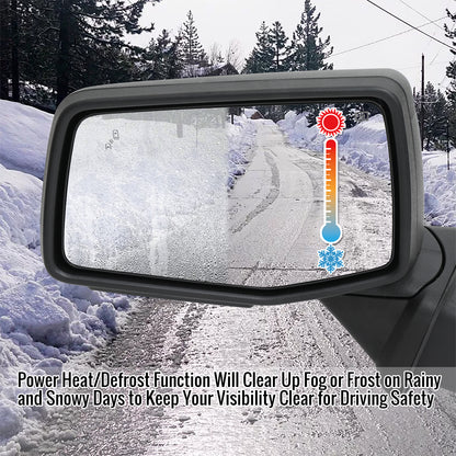 2019-2024 Chevrolet Silverado 1500 Black Power Adjustable, Manual Fold, BSD & Heated Side Mirror w/ LED Puddle and Auxiliary Light - Driver Side Only