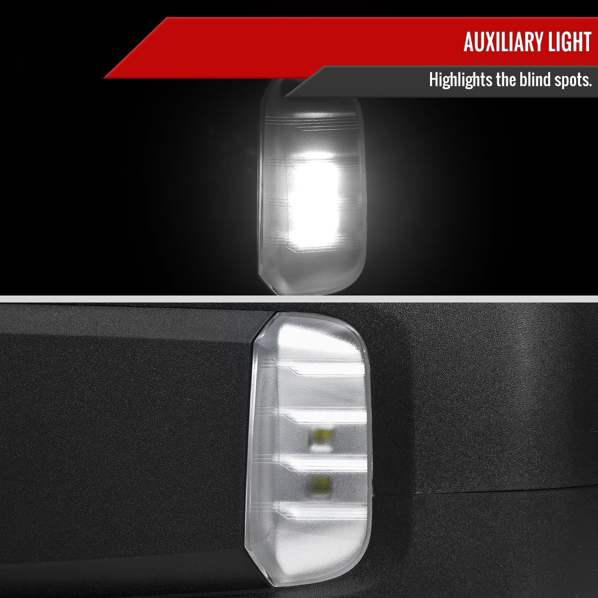 2019-2024 Chevrolet Silverado 1500 Black Power Adjustable, Manual Fold, BSD & Heated Side Mirror w/ LED Puddle and Auxiliary Light - Driver Side Only