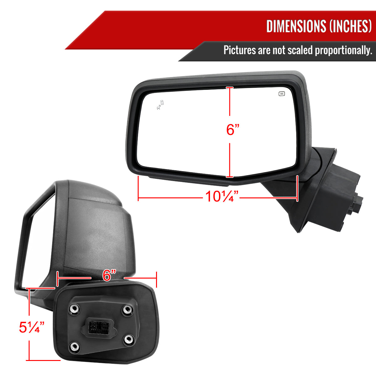 2019-2024 Chevrolet Silverado 1500 Black Power Adjustable, Manual Fold, BSD & Heated Side Mirror w/ LED Puddle and Auxiliary Light - Driver Side Only
