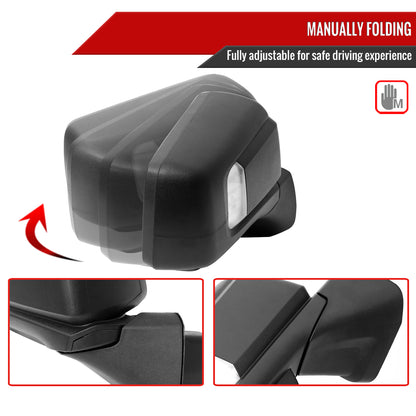 2019-2024 Chevrolet Silverado 1500 Black Power Adjustable, Manual Fold, BSD & Heated Side Mirror w/ LED Puddle and Auxiliary Light - Passenger Side Only