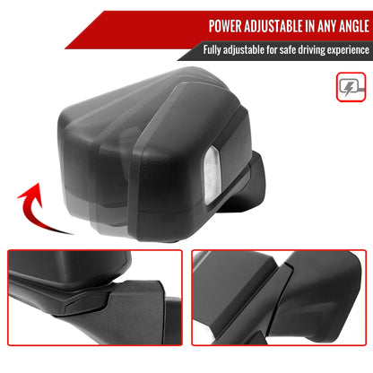 2019-2024 Chevrolet Silverado 1500 Black Power Adjustable, Auto-Fold, BSD & Heated Side Mirror w/ LED Puddle and Auxiliary Light - Passenger Side Only