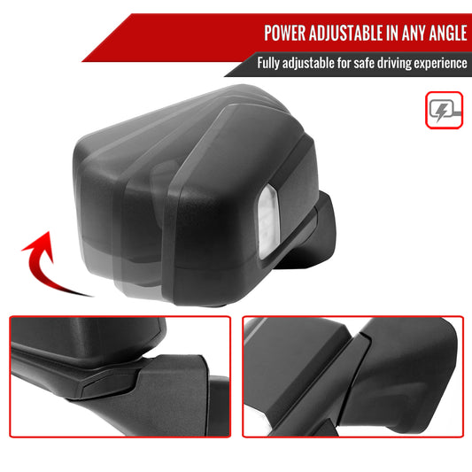 2019-2024 Chevrolet Silverado 1500 Black Power Adjustable, Auto-Fold, BSD & Heated Side Mirror w/ LED Puddle and Auxiliary Light - Passenger Side Only