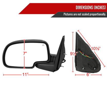 1999-2002 Chevrolet Silverado/Tahoe/Suburban GMC Sierra/Yukon Power Heated Matte Black Side Mirrors