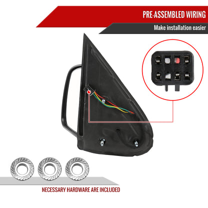 1999-2002 Chevrolet Silverado/Tahoe/Suburban GMC Sierra/Yukon Power Heated Matte Black Left/Driver Side Mirror