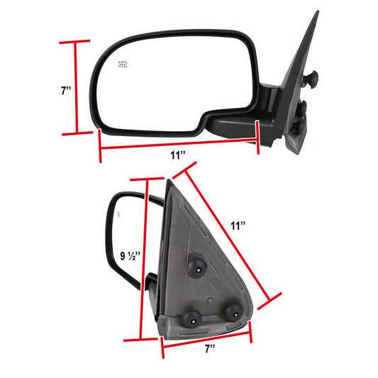 1999-2002 Chevrolet Silverado/Tahoe/Suburban GMC Sierra/Yukon Black Power Adjustable & Heated Side Mirror - Driver Side Only