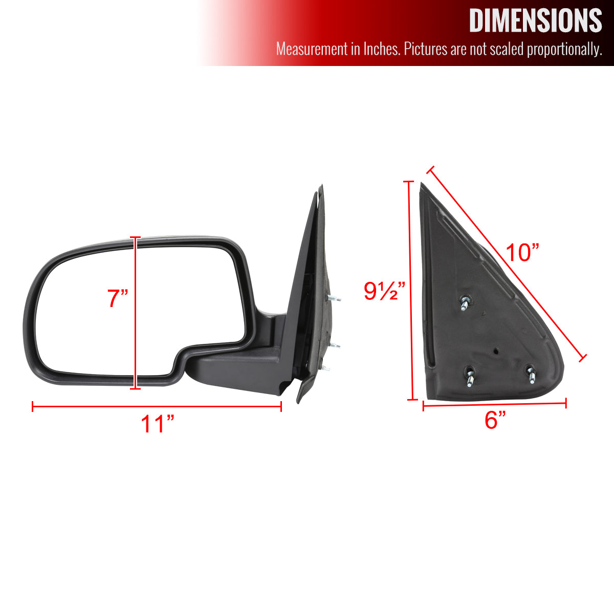 1999-2002 Chevrolet Silverado/Tahoe/Suburban GMC Sierra/Yukon Manually Adjustable Matte Black Left/Driver Side Mirror