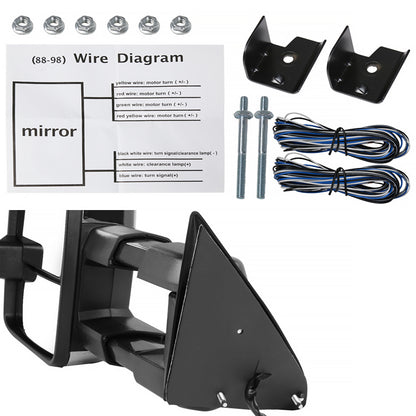 1988-2000 Chevrolet C/K Tahoe GMC Yukon/Suburban Power Adjustable, Heated, & Manual Extendable Towing Mirrors w/ LED Amber Smoked Turn Signal & Clearance Lights