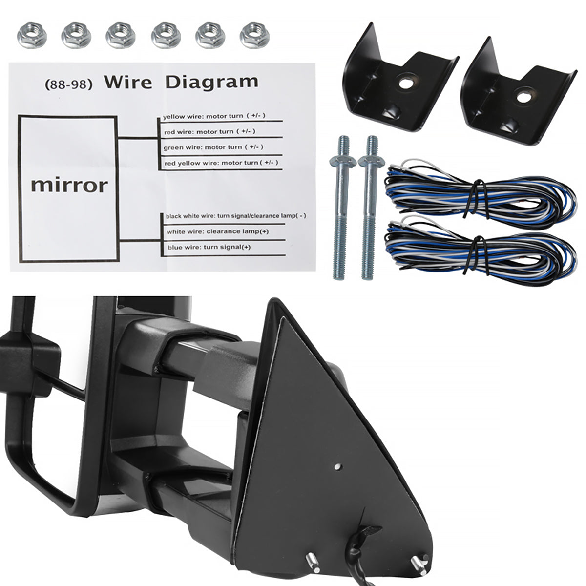 1988-2000 Chevrolet C/K Tahoe GMC Yukon/Suburban Power Adjustable, Heated, & Manual Extendable Towing mirrors w/ LED Amber Turn Signal & Clearance Lights