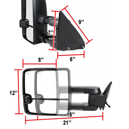 1988-2000 Chevrolet C/K Tahoe GMC Yukon/Suburban Power Adjustable, Heated, & Manual Extendable Towing Mirrors w/ LED Turn Signal & Clearance Lights