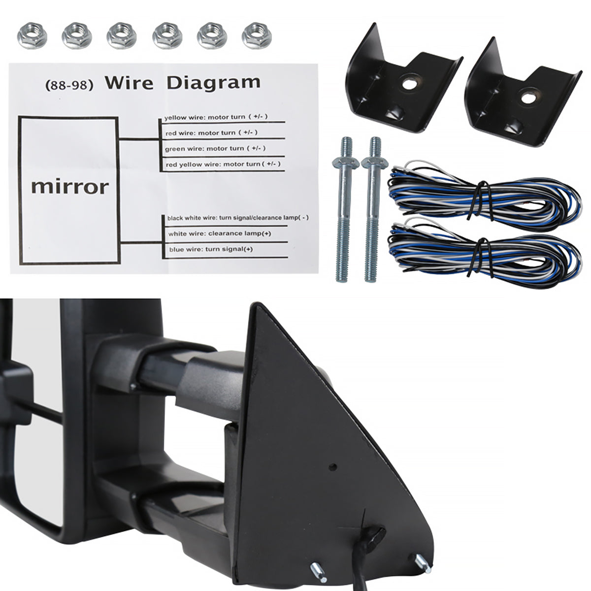 1988-2000 Chevrolet C/K Tahoe GMC Yukon/Suburban Power Adjustable, Heated, & Manual Extendable Towing Mirrors w/ LED Turn Signal & Clearance Lights
