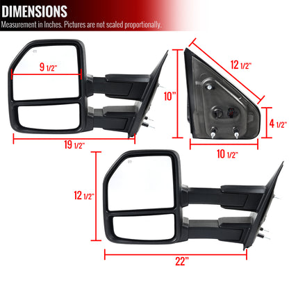 2004-2006 Ford F-150 Power Adjustable, Heated, & Manual Extendable Towing Mirrors w/ Smoked Lens LED Turn Signal Lights