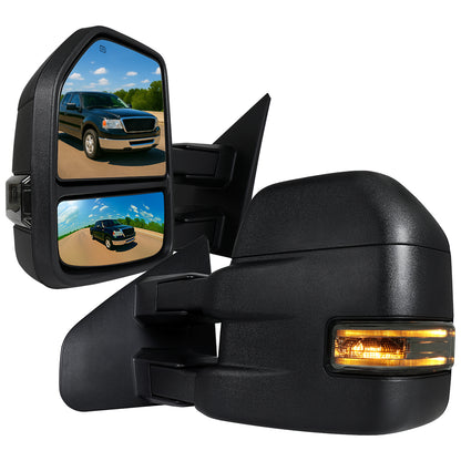 2004-2006 Ford F-150 Power Adjustable, Heated, & Manual Extendable Towing Mirrors w/ Smoked Lens LED Turn Signal Lights