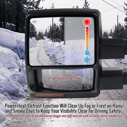 2004-2006 Ford F-150 Pickup Black Power Heated Towwing Mirrors with Amber LED Signal Lights