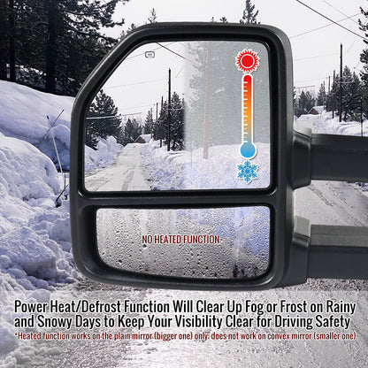 2007-2014 Ford F-150 Power Adjustable, Heated, & Manual Extendable Towing Mirrors w/ Smoked Lens LED Turn Signal & Puddle Lights