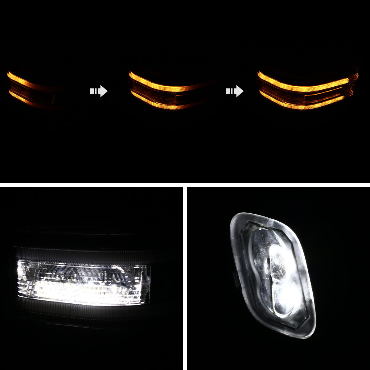 2015-2020 Ford F-150 Power Adjustable, Heated, & Manual Extendable Towing Mirrors w/ Clear Lens Sequential LED Turn Signal, Clearance, Puddle, & Auxiliary Lights