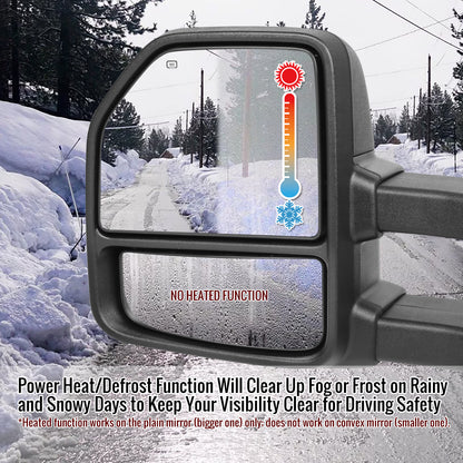 2015-2020 Ford F-150 Power Adjustable, Heated, & Manual Extendable 8-Pin/22-Pin Towing Mirrors w/ Smoked Lens LED Turn Signal, Clearance, & Puddle Lights