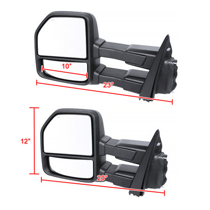 2015-2020 Ford F-150 Power Adjustable, Heated, & Manual Extendable 8-Pin/22-Pin Towing Mirrors w/ Smoked Lens LED Turn Signal, Clearance, & Puddle Lights