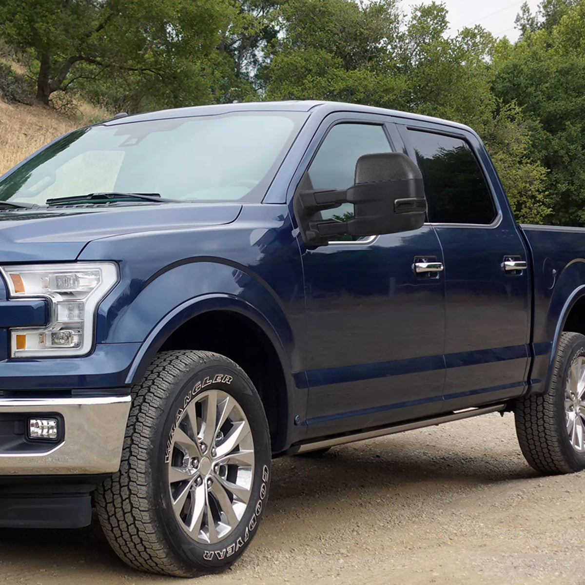 2015-2020 Ford F-150 Power Adjustable, Heated, & Manual Extendable 8-Pin/22-Pin Towing Mirrors w/ Smoked Lens LED Turn Signal, Clearance, & Puddle Lights