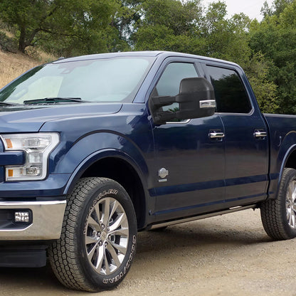 2015-2020 Ford F-150 Power Adjustable, Heated, & Manual Extendable Towing Mirrors w/ Clear Lens LED Turn Signal, Clearance, Puddle, & Auxiliary Lights