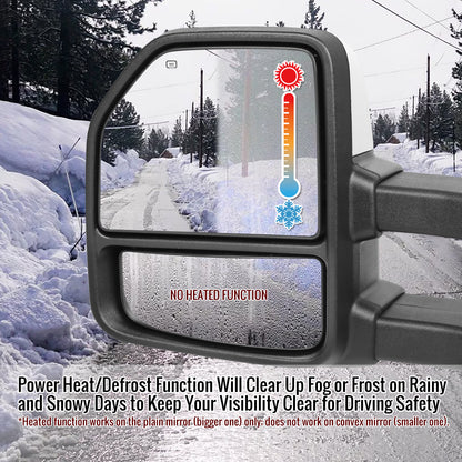 2015-2020 Ford F-150 Power Adjustable, Heated, & Manual Extendable Towing Mirrors w/ Smoked Lens LED Turn Signal, Clearance, Puddle, & Auxiliary Lights