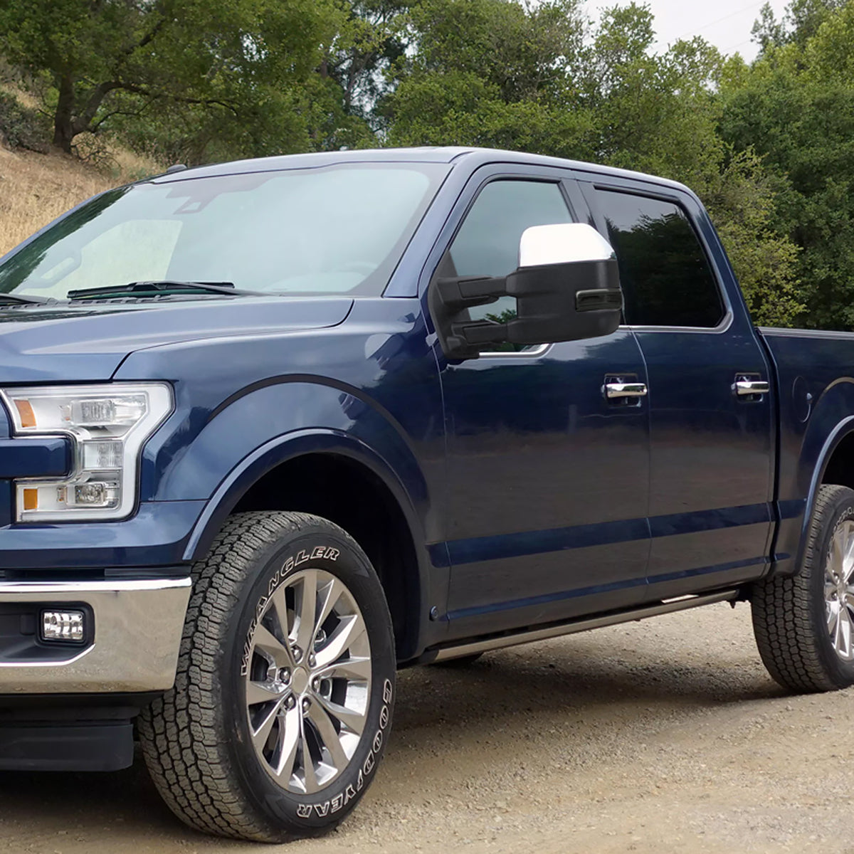 2015-2020 Ford F-150 Power Adjustable, Heated, & Manual Extendable Towing Mirrors w/ Smoked Lens LED Turn Signal, Clearance, Puddle, & Auxiliary Lights
