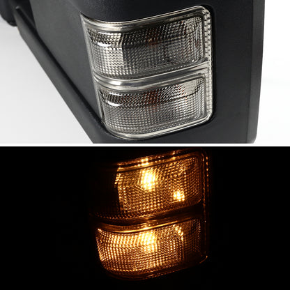 2003-2015 Ford F-250/F-350/F-450/F-550 Manual Adjustable & Extendable Towing Mirrors w/ Smoked Lens Turn Signal Lights