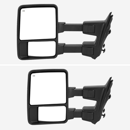 2008-2016 Ford F-250/F-350/F-450/F-550 Power Adjustable, Heated, & Manual Extendable Towing Mirrors w/ Smoked Lens Turn Signal Lights
