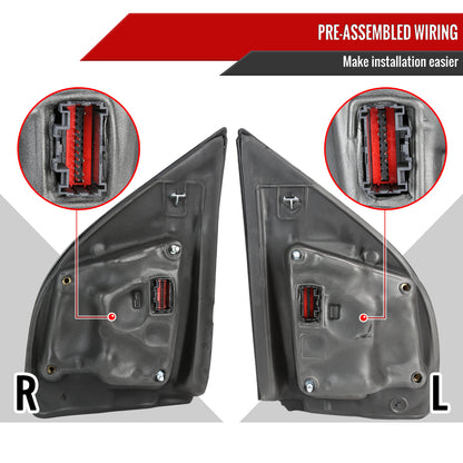 2017-2019 Ford F-250/F-350/F-450/F-550 Power Adjustable, Heated, & Manual Extendable Towing Mirrors w/ LED Turn Signal, Clearance, & Auxiliary Lights