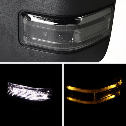 1999-2016 Ford F-250/F-350/F-450 Power Adjustable, Heated, & Manual Extendable Towing Mirrors w/ Smoked Lens LED Turn Signal & Clearance Lights