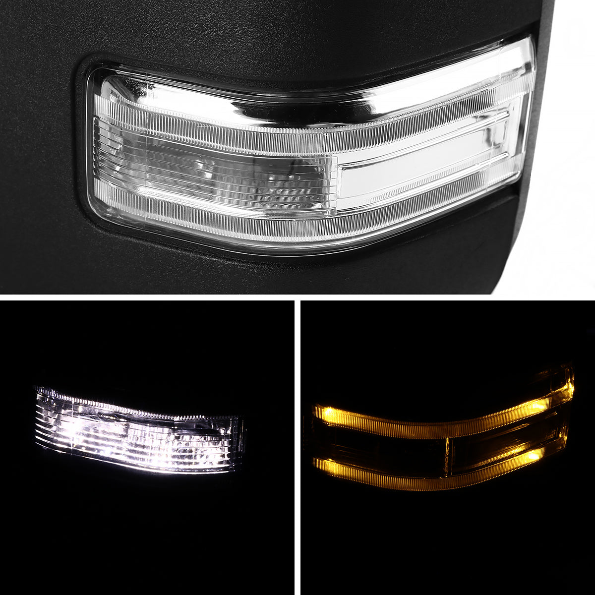 1999-2016 Ford F-250/F-350/F-450 Power Adjustable, Heated, & Manual Extendable Towing Mirrors w/ Clear Lens LED Turn Signal & Clearance Lights
