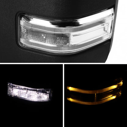 1999-2016 Ford F-250/F-350/F-450 Power Adjustable, Heated, & Manual Extendable Towing Mirrors w/ Clear Lens LED Turn Signal & Clearance Lights