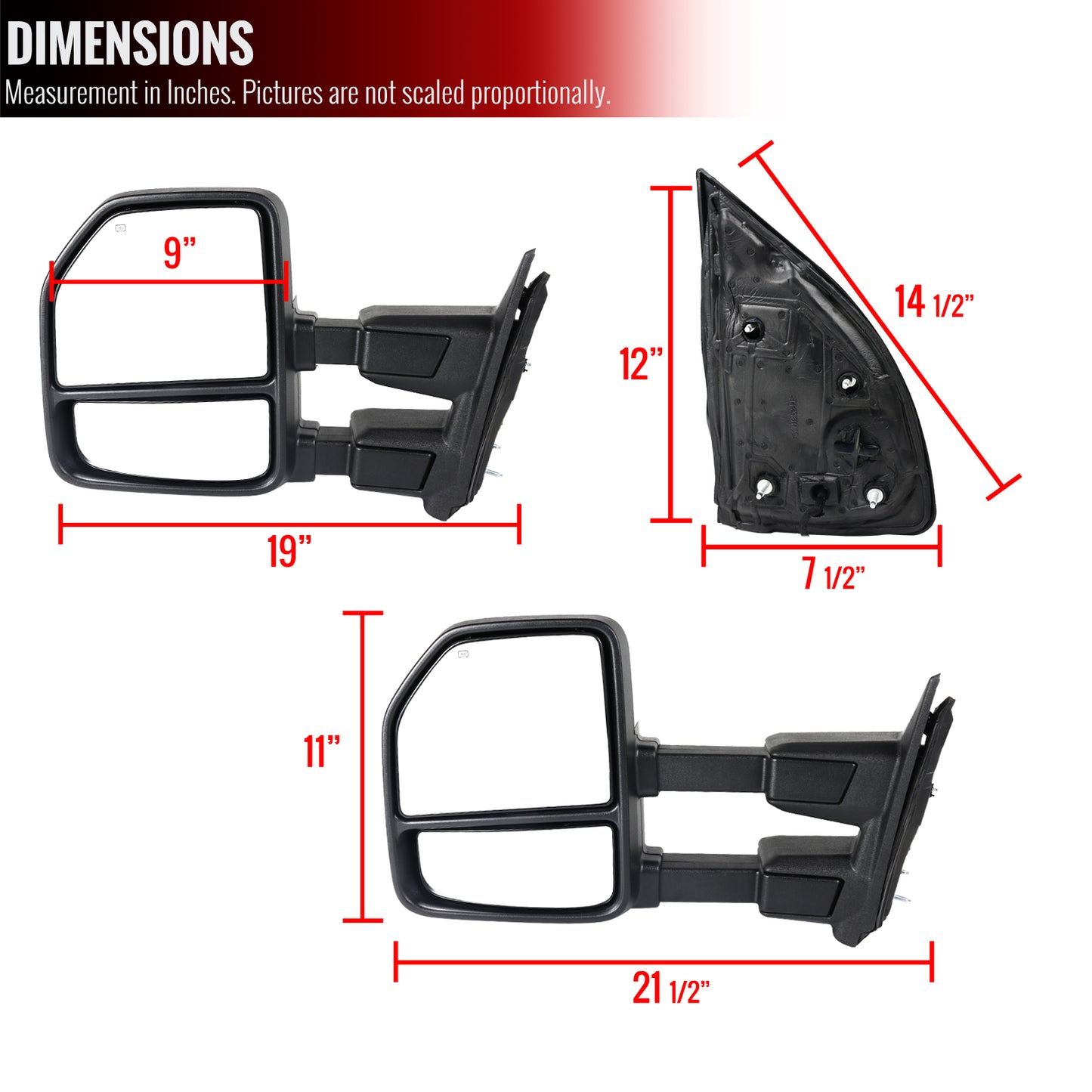 1999-2016 Ford F-250/F-350/F-450 Power Adjustable, Heated, & Manual Extendable Chrome Towing Mirrors w/ Smoked Lens LED Turn Signal & Clearance Lights