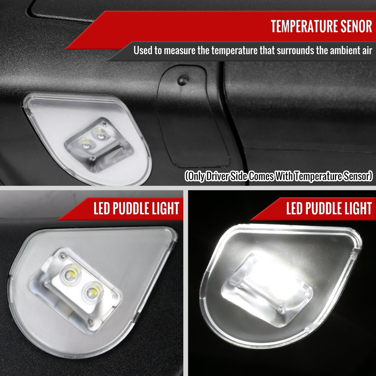 2013-2017 Dodge RAM 1500/2500/3500 Power Adjustable, Auto-Fold, Heated, & Manual Extendable Chrome Towing Mirrors w/ LED Turn Signal & Puddle Lights