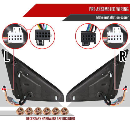 2013-2017 Dodge RAM 1500/2500/3500 Power Adjustable, Auto-Fold, Heated, & Manual Extendable Chrome Towing Mirrors w/ LED Turn Signal & Puddle Lights