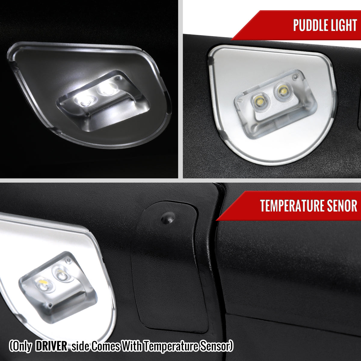 2019-2022 Ram 2500 3500 Chrome Power Adjustable, Auto-Fold, BSD & Heated Side Mirror w/ LED Puddle and Turn Signal Light - Driver Side Only