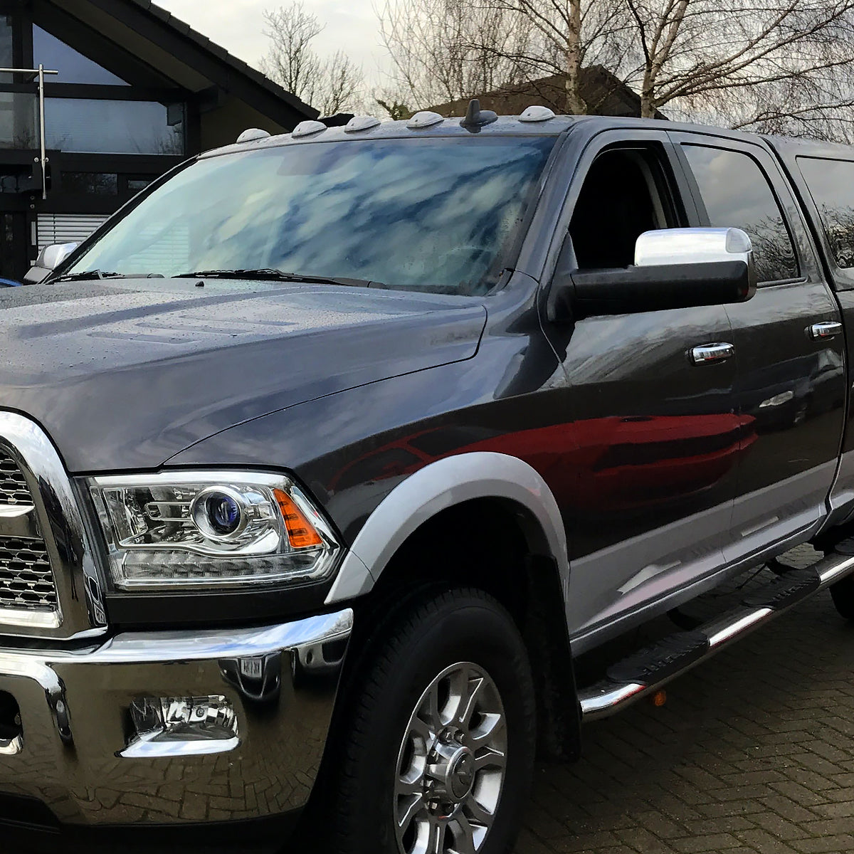2019-2022 Ram 2500 3500 Chrome Power Adjustable, Auto-Fold, BSD & Heated Side Mirror w/ LED Puddle and Turn Signal Light - Driver Side Only