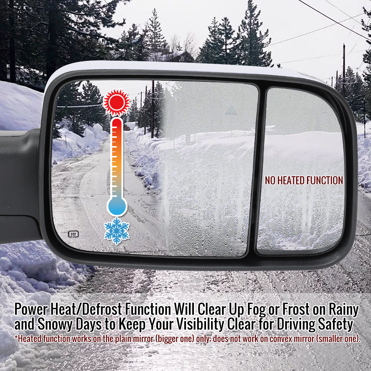 2019-2022 Ram 2500 3500 Chrome Power Adjustable, Auto-Fold, BSD & Heated Side Mirror w/ LED Puddle and Turn Signal Light - Passenger Side Only