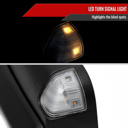 2019-2022 Ram 2500 3500 Black Power Adjustable, Manual Fold, BSD & Heated Side Mirror w/ LED Puddle and Turn Signal Light - Driver Side Only