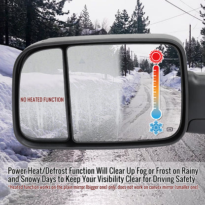 2019-2022 Ram 2500 3500 Black Power Adjustable, Auto-Fold, BSD & Heated Side Mirror w/ LED Puddle and Turn Signal Light - Driver Side Only