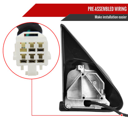 1998-2001 Dodge RAM 1500/1998-2002 RAM 2500/3500 Black Power Heated Towing Mirrors With Clear Lens LED Turn Signal