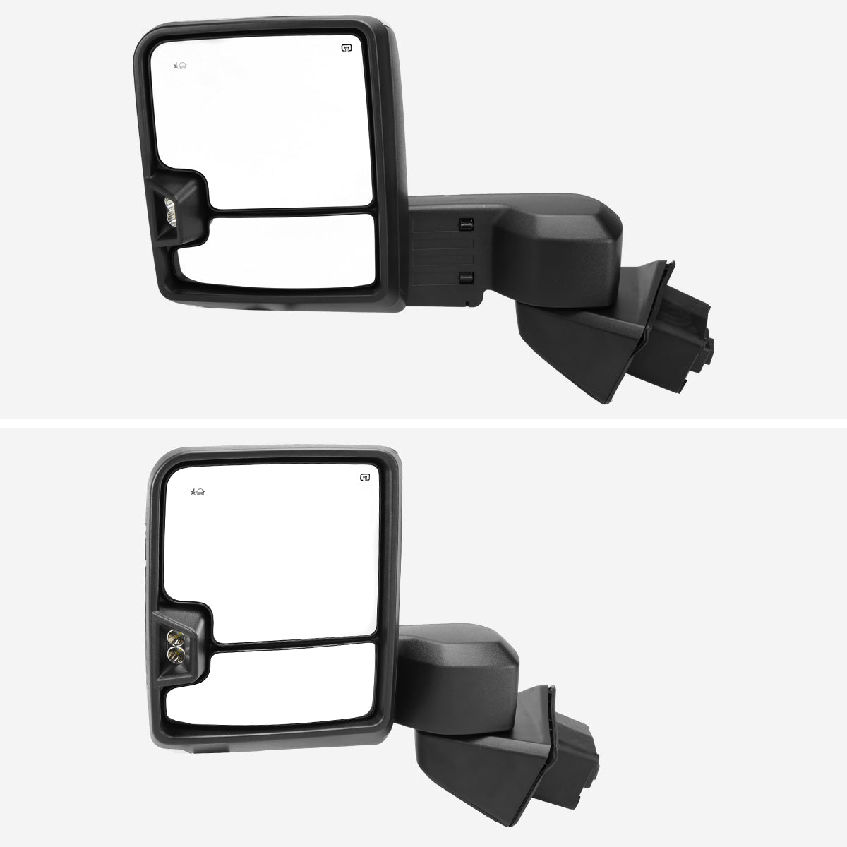 2019-2024 GMC Sierra 1500 Power Adjustable, Heated, & Manual Extendable Chrome Towing Mirrors w/ Smoked Lens LED Turn Signal & Clearance Lights