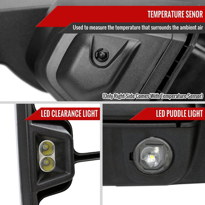 2019-2024 GMC Sierra 1500 Power Adjustable, Heated, & Manual Extendable Chrome Towing Mirrors w/ Clear Lens LED Turn Signal & Clearance Lights